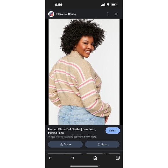 Forever 21 Women’s Size Large Mock Neck Pullover Cropped Boyfriend Sweater Tan - Picture 2 of 7